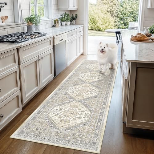 Washable Runner Rug 2.5x16 (Beige / 2'6" x 16' (Runner))