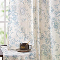 Blue Floral Linen Curtains 108 Long for Living Room 2 Panels (Blue / 50"W x 108"L (Pack of 2))