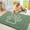 Dog Door Mat for Muddy Paws (36"X24" / Olive Green and White)