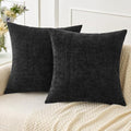 Soft Chenille Throw Pillow Covers Black 16x16 Inch Pack of 2 (16" x 16" (Pack of 2) / Black)