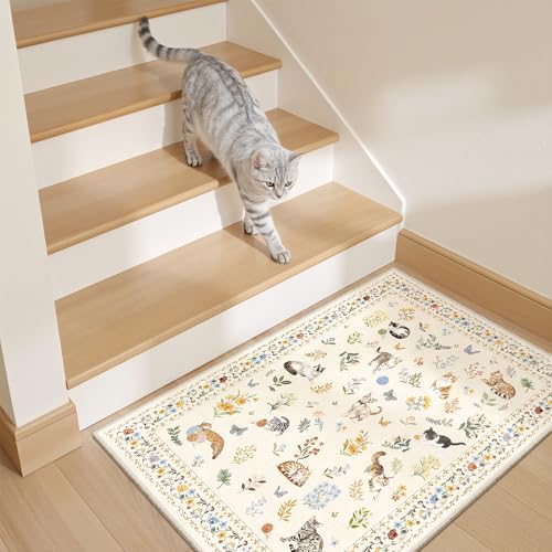 2x3 Cat Rugs for Entryway (Cat Beige / 2' x 3' (Rectangular))