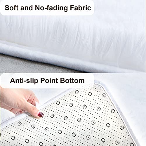 Super Soft Shaggy Rugs Fluffy Carpets 8x10 Feet (8' x 10' (Rectangular) / White)