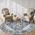 Amada Round 6x6 Washable Area Rug for Living Room (6' (Round) / Blue)