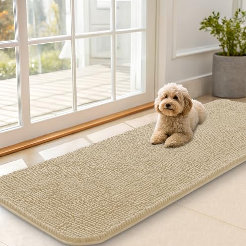 Dog Door Mat for Muddy Paws 59x20 (Beige / 59" X 20")