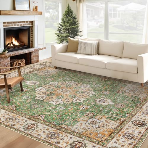 Area Rug 6x9 Washable Rug (Vintage Green / 6' x 9' (Rectangular))
