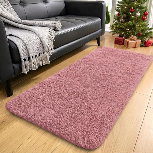 2x4 Machine Washable Runner Rugs for Hallway (2x4 Ft / Pale Pink)