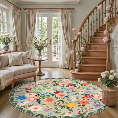 Round Area Rug Living Room (Green / 6' (Round))
