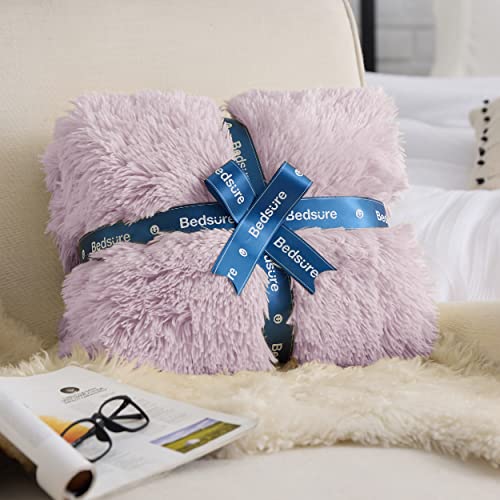Faux Fur Fluffy Sherpa Throw Blanket Couch Twin Lavender 60"x80" (09- Lavender / Twin (60" X 80"))