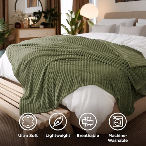 Soft Cal King Size Blanket for Bed Moss 102"x96" (Moss / California King)