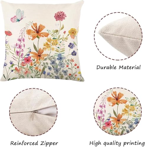Spring Pillow Covers 16x16 Inch Set of 4 (Spring04)