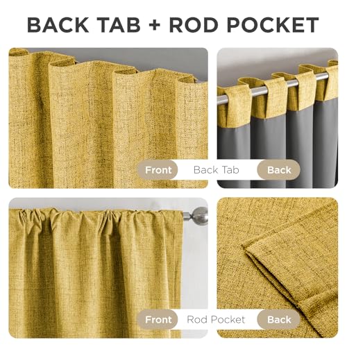 Blackout Curtains for Bedroom (Yellow / 42"W x 72"L (Pack of 2))
