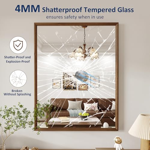 Walnut Bathroom Mirror 28X36 Inch Rectangle (Walnut / 36"L x 28"W)