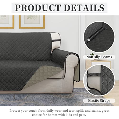 Double Protection 100% Waterproof Sofa Covers for Living Room (Dark Gray/Beige / Sofa Large)