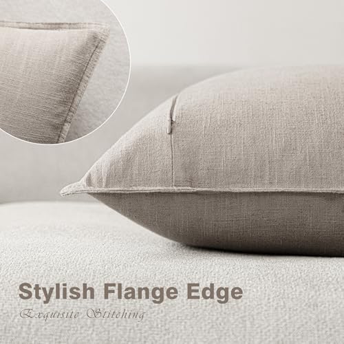 Linen Solid Decorative Throw Pillow Covers 20x20 Natural Linen (20" x 20" (Pack of 2) / Natural Linen)