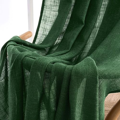 Emerald Green Linen Curtains 52x72 Inch Long for Bedroom Living Room (52"W x 72"L (Pack of 2) / Emerald Green)
