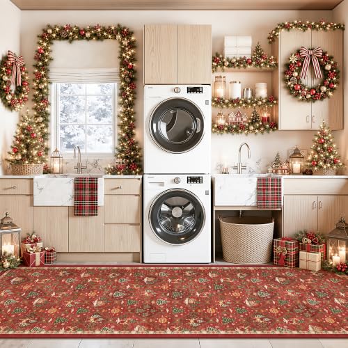 Christmas 3x10 Runner Rugs for Hallway (Christmas Red / 3' x 10' (Runner))