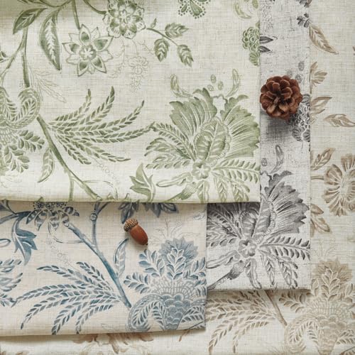 Black Floral Linen Curtains 63 Inch Vintage Back Tab 2 Panels (*Jacobean Black / 50"W x 63"L (Pack of 2))
