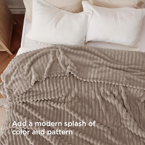 Soft Queen Size Blanket for Bed Light Brown 90"x90" (Light Brown / Queen)