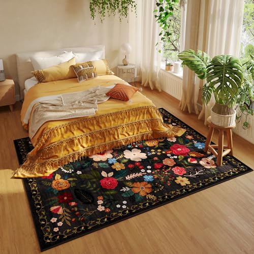 Area Rug 8x10 Washable (Black / 8' x 10' (Rectangular))
