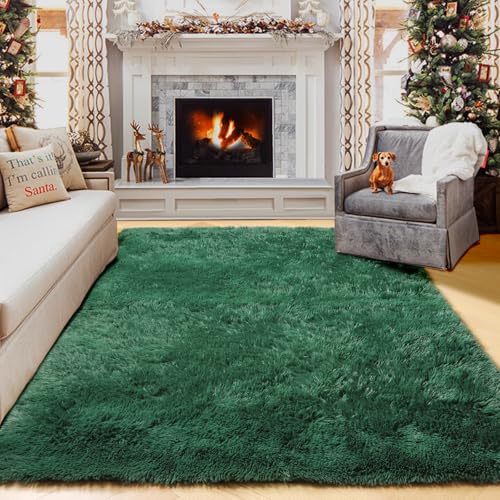 Dark Green Area Rugs for Bedroom Living Room (Dark Green / 4' x 6' (Rectangular))