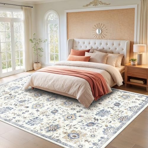 Amada 8x10 Washable Area Rug for Living Room (8' x 10' (Rectangular) / Blue/White)