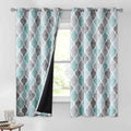 Moroccan 100% Blackout Curtains Bedroom Aqua Grey 50x54 2 Panels (Grommet | Aqua and Grey / 50"W x 54"L (Pack of 2))
