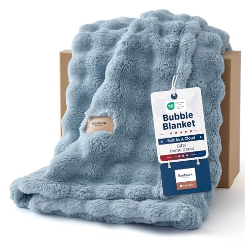 Cloud Bubble Fleece Twin Blanket for Bed (03 Celestial Blue / Twin (60" X 80"))