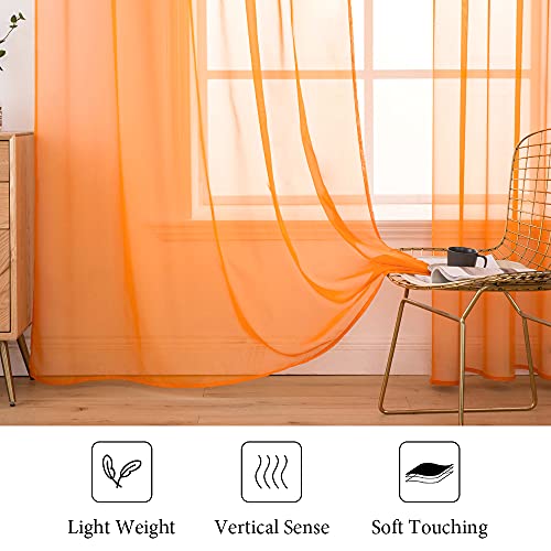 Orange Fall Sheer Curtains 54 X 45 Inches (Orange / 54"W x 45"L (Pack of 2))