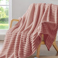 Ribbed Fleece Throw Blanket for Couch (Dusty Pink / Throw(50"x60"))