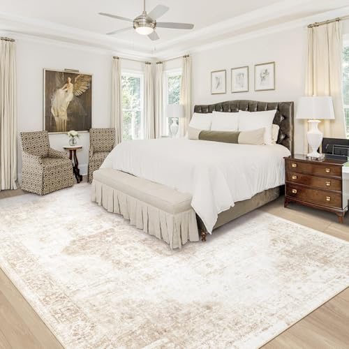 Area Rug 10x12 Washable Rug (Beige / 10' x 12' (Rectangular))