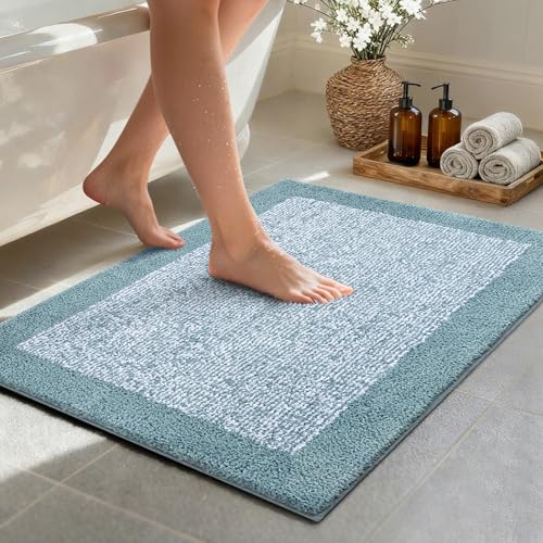 Bathroom Rugs 30x20 Non Slip Washable (Dusty Blue / 1'8" x 2'6" (Rectangular))