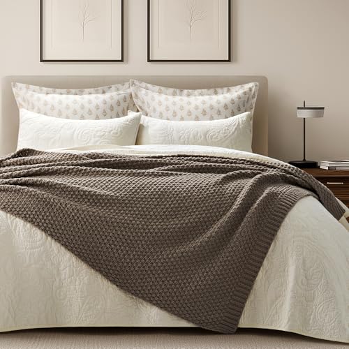 HOME Chunky Chenille Knit Throw Blanket (Mocha Brown / 50" X 60")