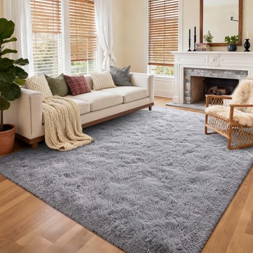 9x12 Ft Extra Large Shag Rugs for Living Room (Ec Light Grey / 9' X 12' (Rectangular))