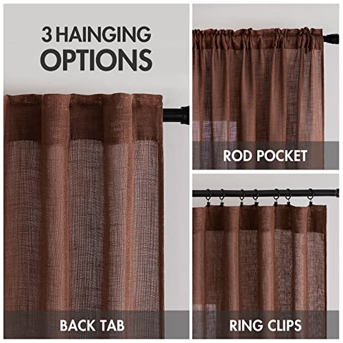 Chocolate Brown Linen Curtains 52x90 Inch for Bedroom Living Room (52"W x 90"L (Pack of 2) / Warm Brown)
