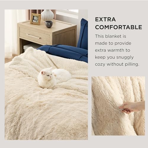 Faux Fur Fluffy Sherpa Throw Blanket Couch Twin Beige 60"x80" (06- Beige / Twin (60" X 80"))