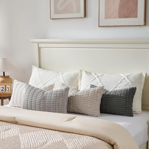 4 Packs Decorative Throw Pillow Covers for Living Room Couch Bed (24" x 14" (Pack of 4) / Grey Series)