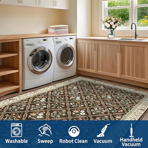 Washable Kitchen Runner 2x6 Non (Brown/Natural / 2.5' x 10' (Runner))