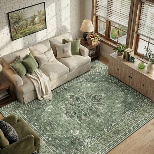 Washable Area Rug (Green/Dark Green/Gray / 6' x 9' (Rectangular))