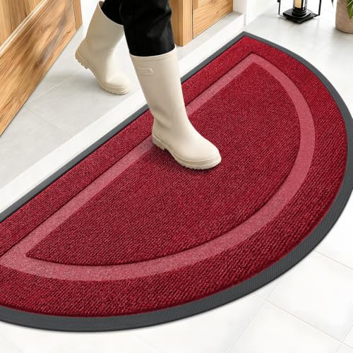 Half Circle Front Door Mat Outside 47x23 All (Wine Red / 47" x 23")