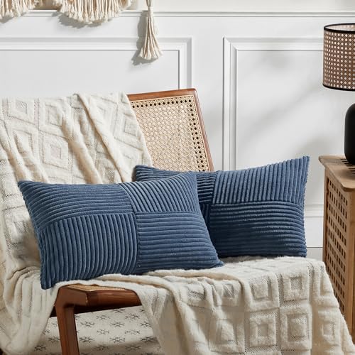 2 Packs Dusty Blue Lumbar Decorative Throw Pillow Covers 16x32 Inch for Couch Bed Sofa (Dusty Blue / 32" x 16" (Pack of 2))