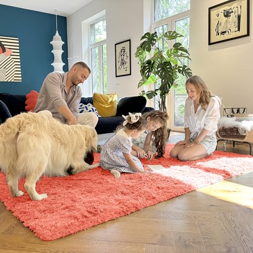 2x5 Machine Washable Runner Rugs for Hallway (2x5 Ft / Coral Red)