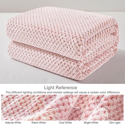 Large Waffle Fleece Throw Blanket for Couch (Heather Pink / 50x70 in)