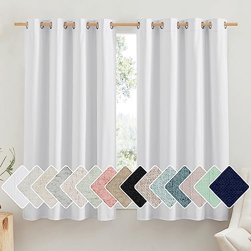 100% Absolutely Blackout Linen Curtains with Thermal Insulated White Liner (52"W x 63"L (Pack of 2) / White)