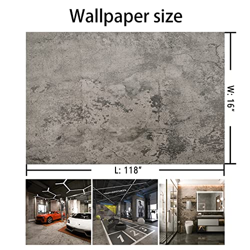 Cement Gray Contact Paper Concrete Peel and Stick Wallpaper Industrial Style Self Adhesive Paper Waterproof Removable Decorative Paper Vinyl Film Furniture Stickers for Bathroom Kitchen Cabinets (Gray / 15.8" x 118")