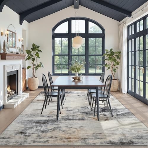 Washable 8x10 Area Rug with Non (Grey / Brown / 8' x 10' (Rectangular))
