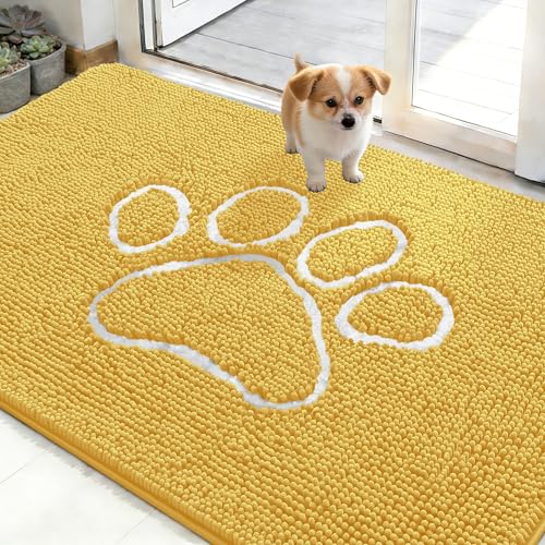 Dog Door Mat for Muddy Paws 48x30 (Yellow / 48" X 30")