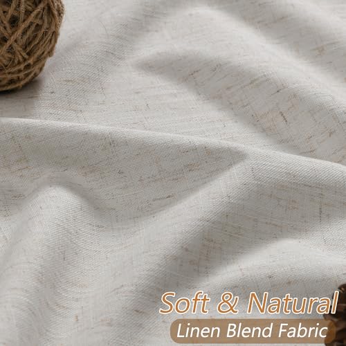 Light Beige Extra Long 100% Blackout Curtains 120 Inch Length 2 Panels Set for Living Room Bedroom Back Tab Thermal Insulated Black Out Linen Drapes Room Darkening Window Curtain (Light Beige / 52"W x 120"L (Pack of 2))