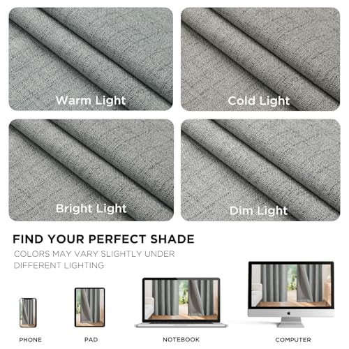 Blackout Curtains for Bedroom (Light Grey / 42"W x 108"L (Pack of 2))