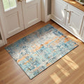 Entrance Rugs Indoor 2x3 Blue Entry Rug Washable Abstract Small Area Rug Non (Blue / 2' x 3' (Rectangular))