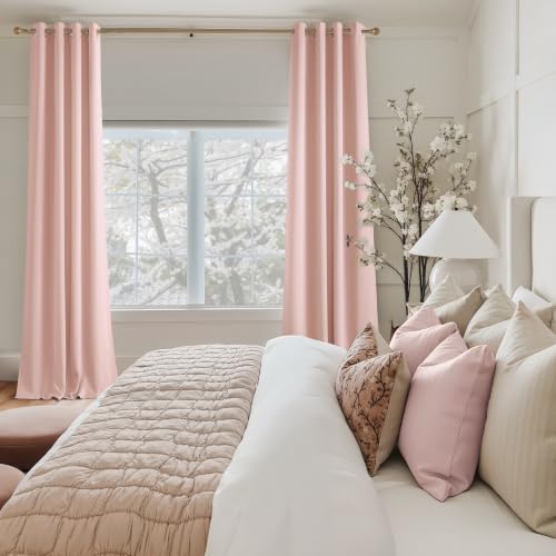 Blush Pink Blackout Curtains 63 Inches Long 2 Panels (Blush Pink / 40"W x 63"L (Pack of 2))